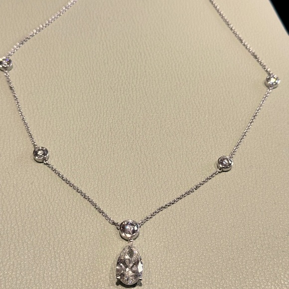 Lab Diamond Pear Shaped Pendant Necklace. 8.71 CTW - Picture 6 of 9